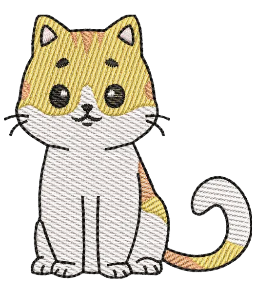 Matriz de Bordado Gato Laranja Em Pé